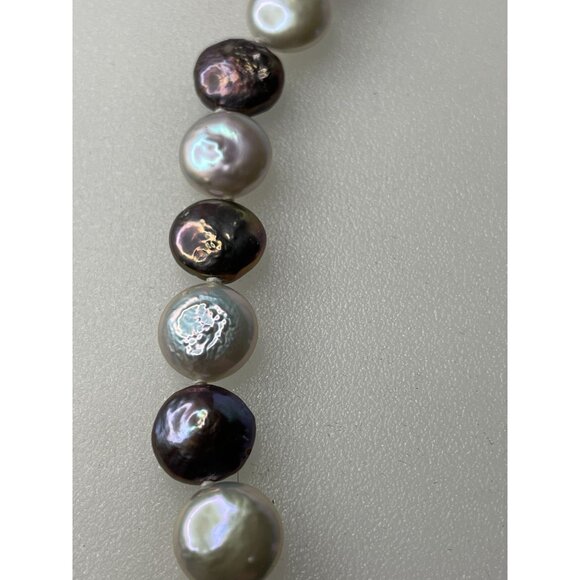 Baroque Pearl Necklace 18" With Sterling Silver Clasp In Iridescent Tones - Picture 4 of 8